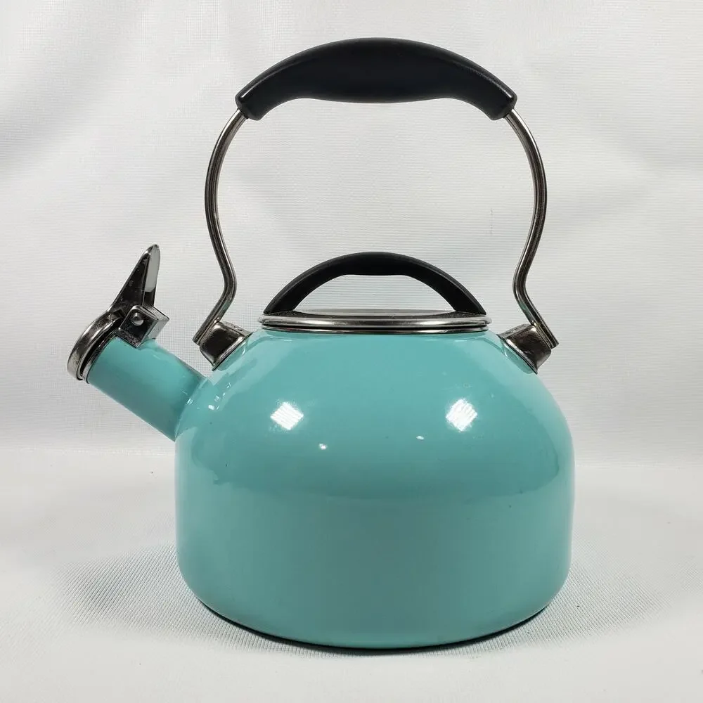 Chantal Classic Whistling Stove Top Hot Water Kettle Aqua Teal Blue Enamel Cute